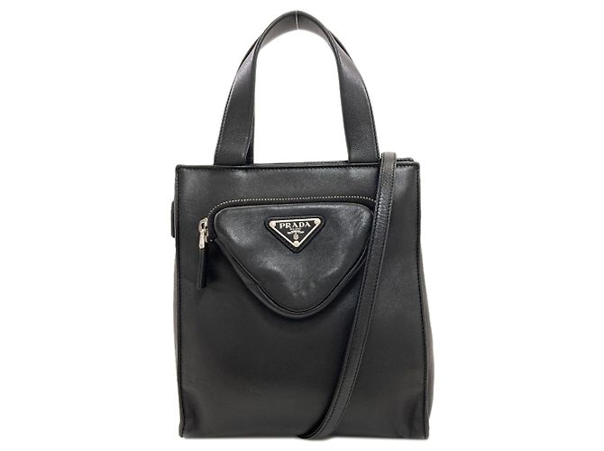 Borsa in pelle di agnello nera Prada Nero