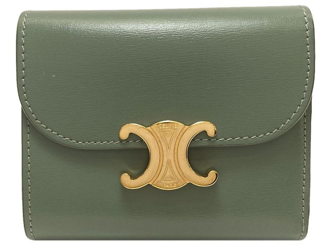 Céline Carteira bi-fold Celine Triomphe com aba Verde