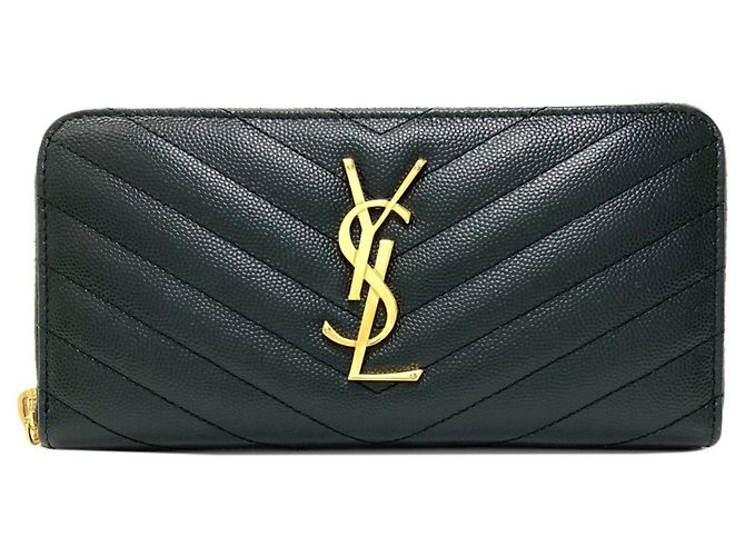 Saint Laurent Cassandra Long Wallet Dark green