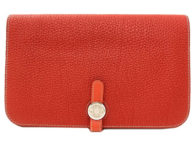 Monedero Duo Dogon GM de Hermès Roja