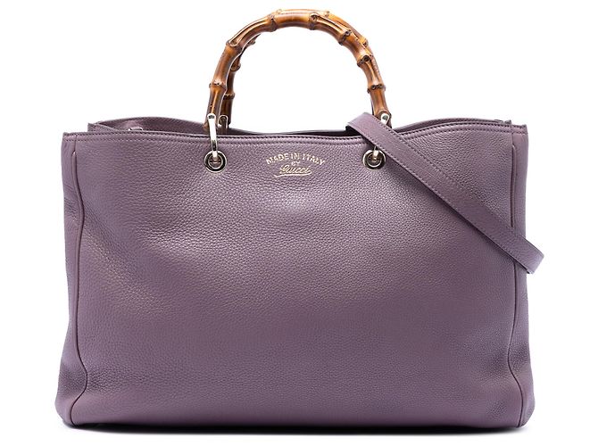 Bamboo Bolsa shopper grande de couro de bezerro roxa com bambu Gucci Roxo
