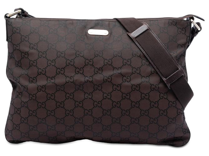 Borsa a tracolla in nylon GG marrone Gucci Marrone scuro