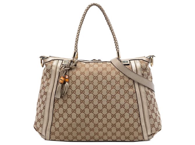 Bolsa tote conversível Bella em lona GG bege da Gucci