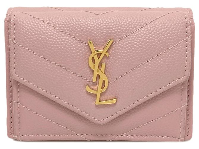 Billetera compacta V-Stitch Yves Saint Laurent Rosa