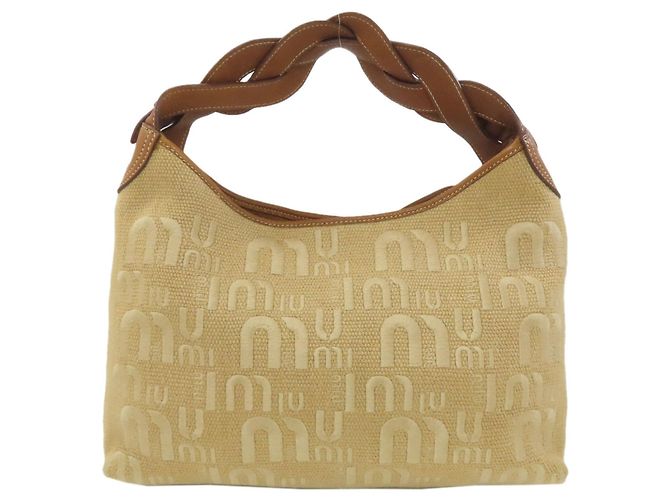 Bolsa de ombro de lona com um ombro Miu Miu