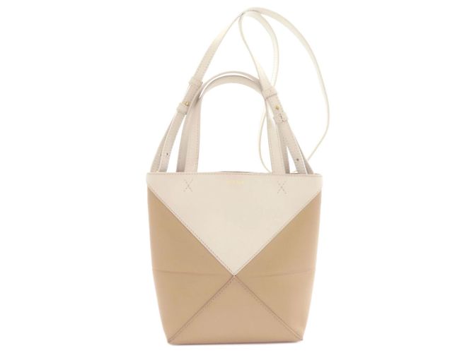 Loewe Puzzlefold 2-Wege Handtasche Weiß Beige