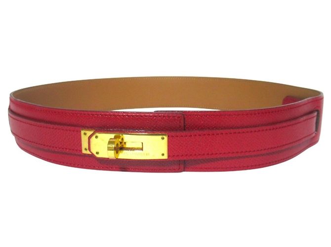 Cinturón de cuero Kelly de Hermès Roja