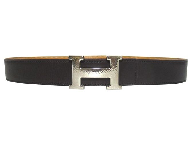 Cinturón reversible H-Martre Constance de Hermès Castaño Beige 