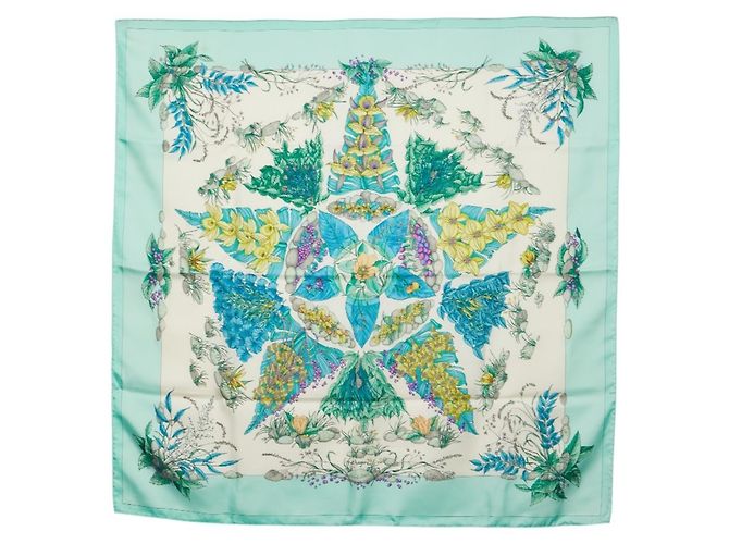 Silk In Bufanda Hermès Carré 90 Pythagore en seda verde