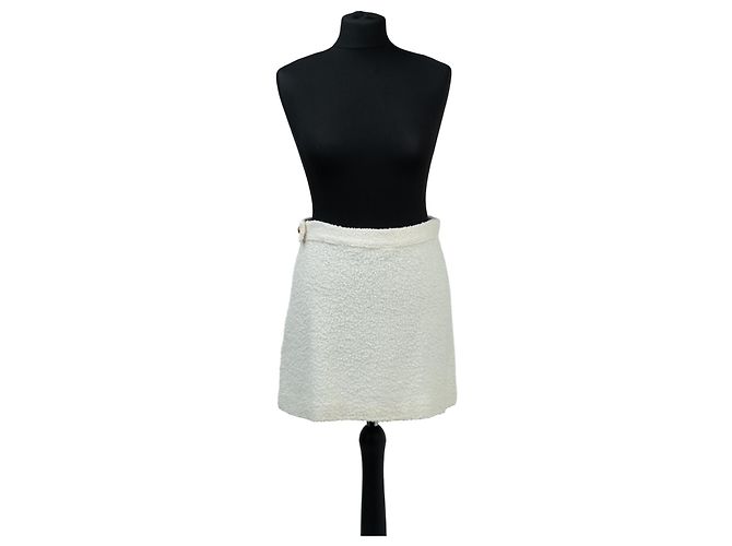 Falda mini blanca Christian Dior algodón lana Blanco