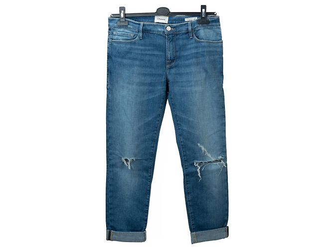 Jeans cropped de cintura baixa azuis Frame Denim Azul