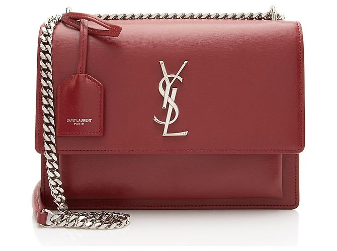 Saint Laurent Grained Calfskin Monogram Sunset Medium Shoulder Bag
