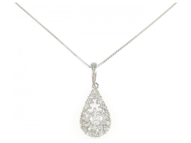 Autre Marque Platin-Diamant-Halskette Silber