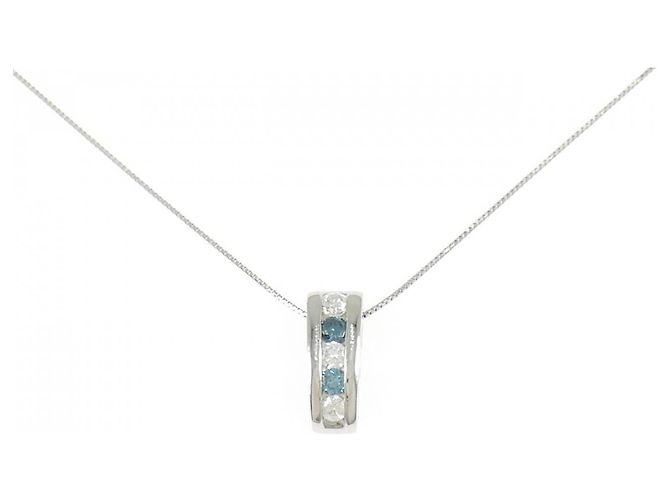Autre Marque Platin-Diamant-Halskette Silber