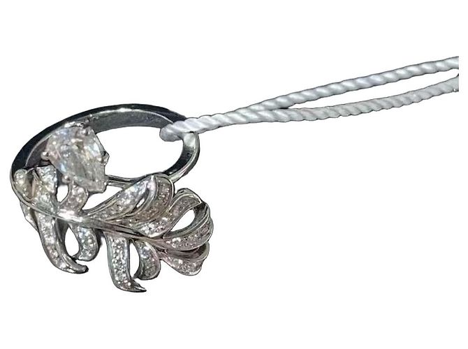 Chanel PLUME Diamantfeder Ring silberfarben Größe 49