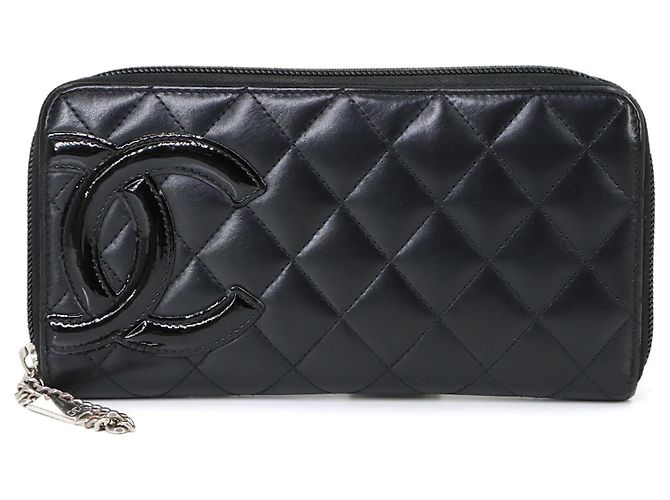 Portafoglio lungo rotondo della linea Cambon di Chanel Nero