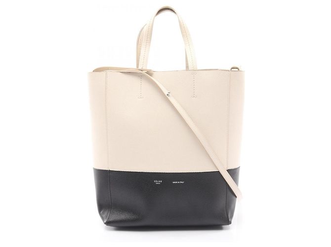 Céline Celine Vertical Small Cabas 2-Way Tote Bag Black White