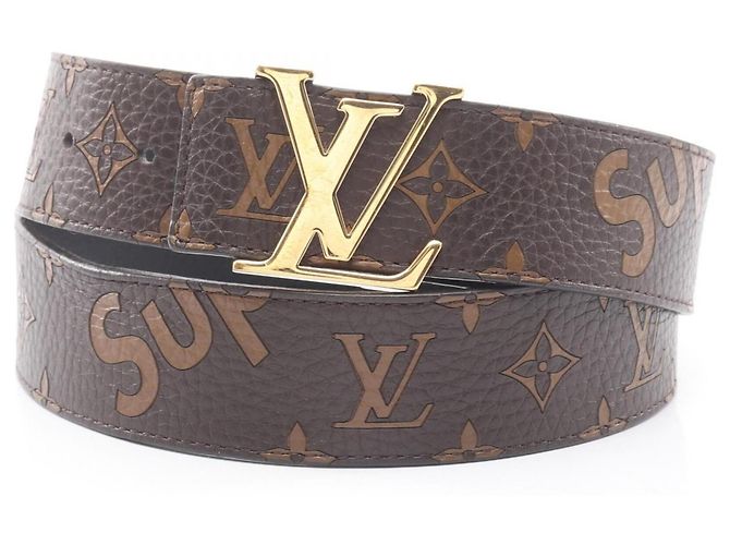 Louis Vuitton x Supreme LV Initial Leather Belt Brown Black Golden