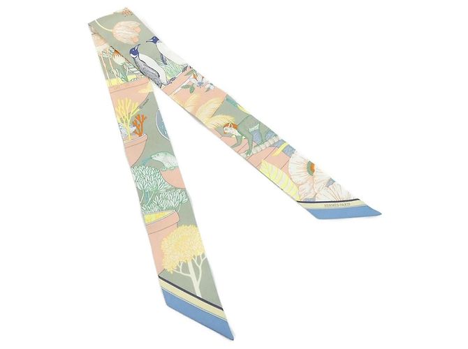 Silk In Lenço Twilly Paraíso Precioso Hermès Azul