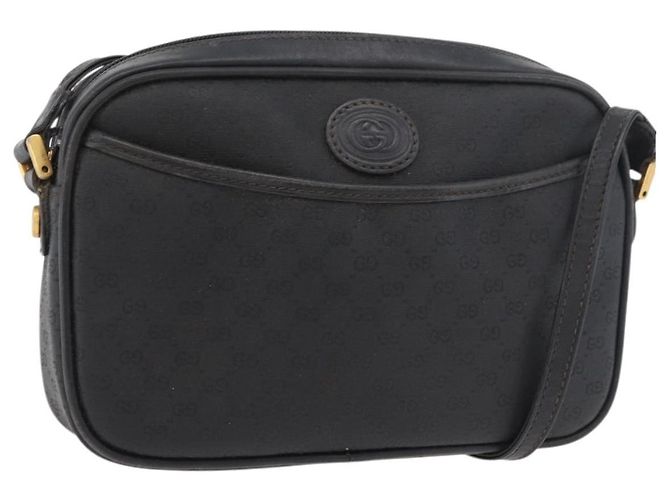 Gucci Borsa a spalla Micro GG Supreme in PVC Nero Oro Auth 176880 D'oro