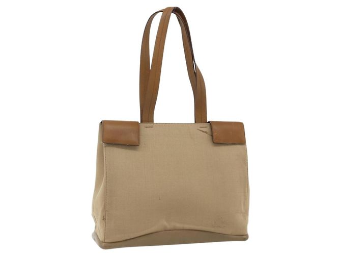 Bolso de Hombro PRADA Nylon Beige Plata Auténtico 176689