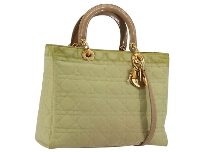 Borsa Canage in nylon 2 in 1 Christian Dior verde oro Auth 176178 D'oro