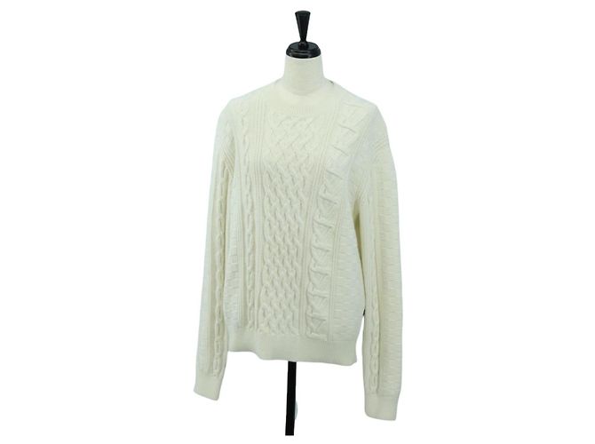 LOUIS VUITTON Strickpullover Baumwolle XS Weiß LV Auth 174771A