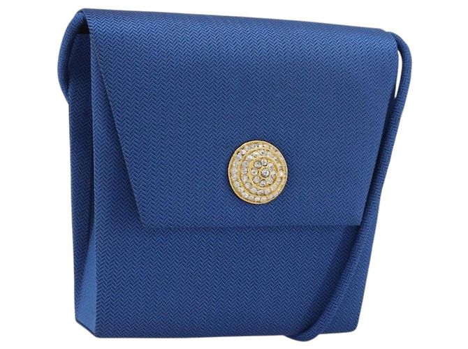 Borsa a Spalla SAINT LAURENT Satin Blu Oro Auth 176819A D'oro