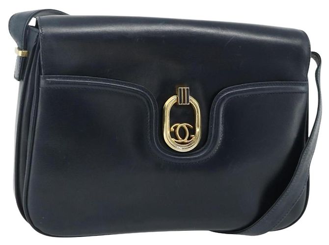Gucci Borsa a Spalla in Pelle Blu Navy Oro Auth 177154 D'oro