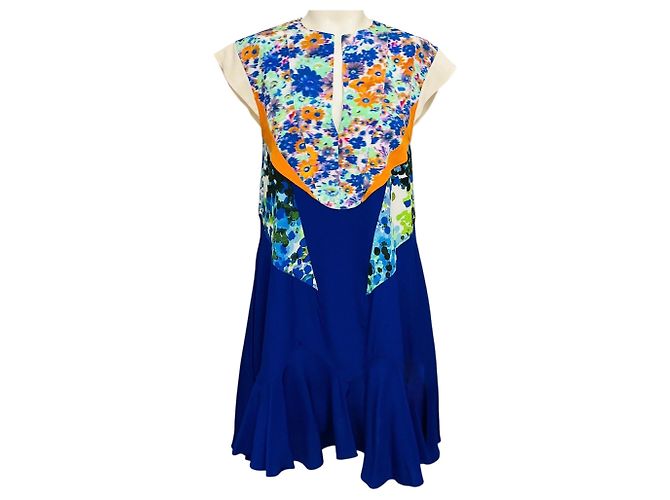Stella Mc Cartney Vestido de seda impressa multicolorido azul Stella McCartney