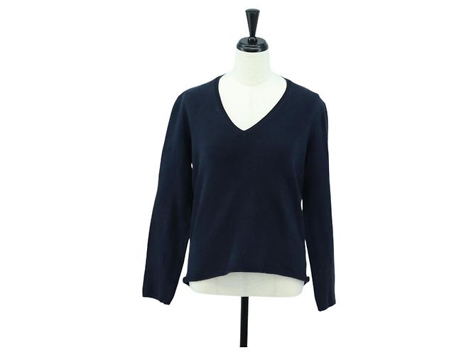 Prada T-shirt a maniche lunghe in cotone blu navy Auth 174765A