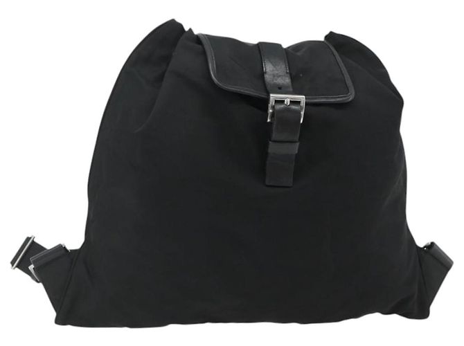 Mochila PRADA de nylon preta prata Auth ka4116A Preto