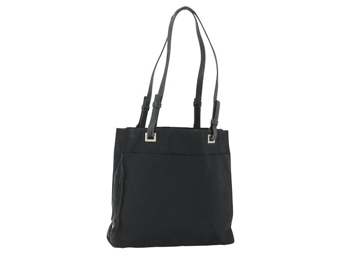 PRADA Tote Bag Nylon Black Silver Auth bs34646 Silvery