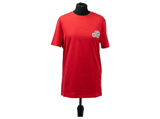 Camiseta de algodão vermelha Moncler com logo Vermelho