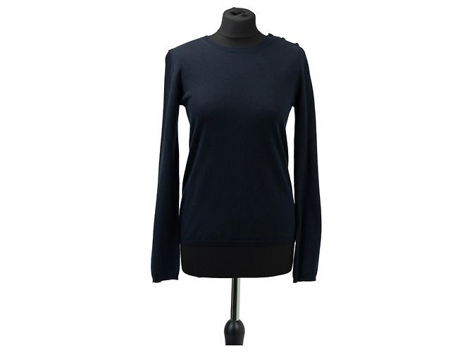 Pull Max Mara en cachemire bleu marine col rond