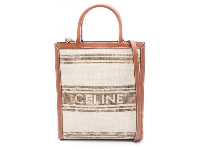 Cabas Céline Borsa Tote Verticale Piccola Celine 2 Vie Marrone Beige