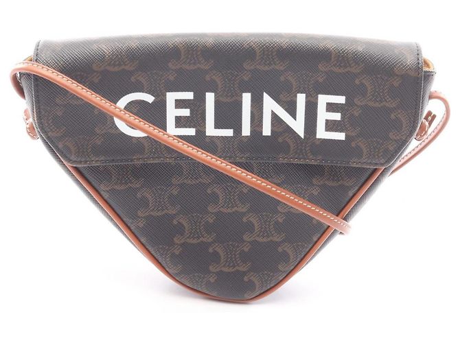 Céline Celine Triomphe Dreiecks-Schultertasche Braun Schwarz