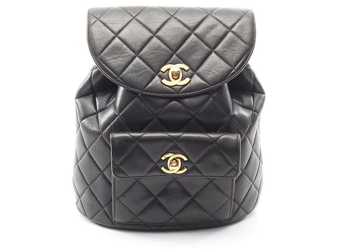 Chanel Matelassé Lammleder Rucksack/Handtasche Schwarz
