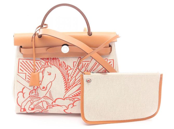 Hermès Hermes Herbag Zip PM Pegasus Pop Handbag Brown Beige Cream