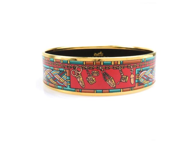 Bracciale bangle in oro e smalto multicolore Hermès D'oro 