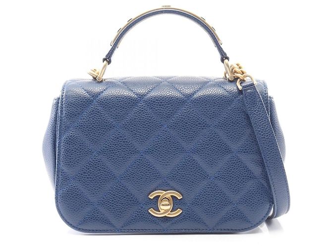 Bolsa de Ombro 2 em 1 Chanel Matelassé em Couro de Bezerro Azul