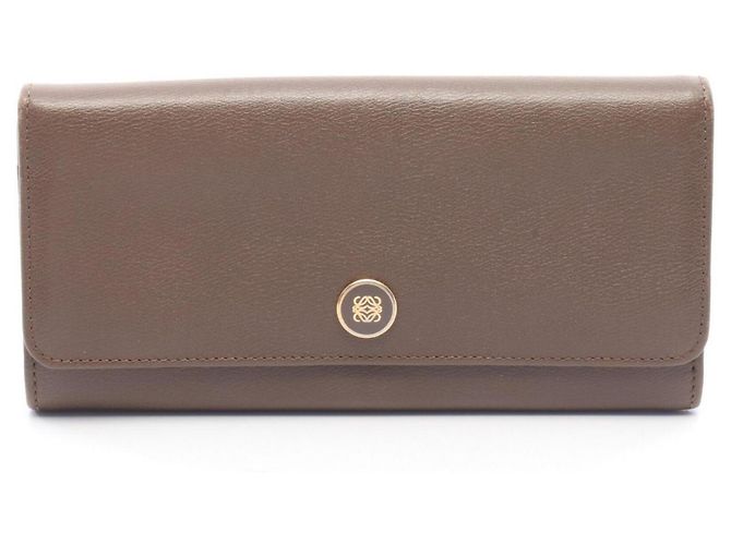 Cartera larga plegable Loewe Anagram Castaño