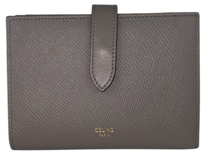 Céline CELINE Medium Strap Wallet in Greige Leather Grey