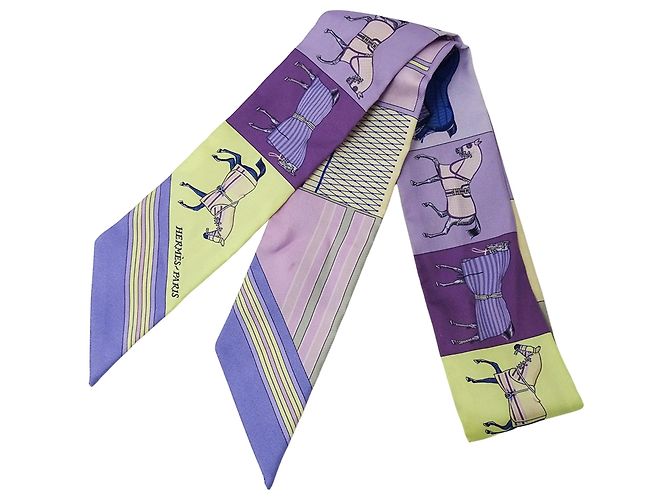 Écharpe Twilly Hermès en violet et jaune
