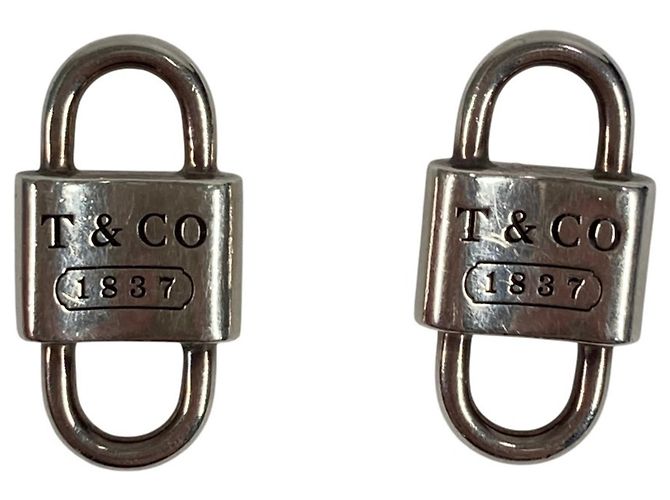 Tiffany & Co Orecchini in pelle con chiave e doppio lucchetto Tiffany 1837 Argento