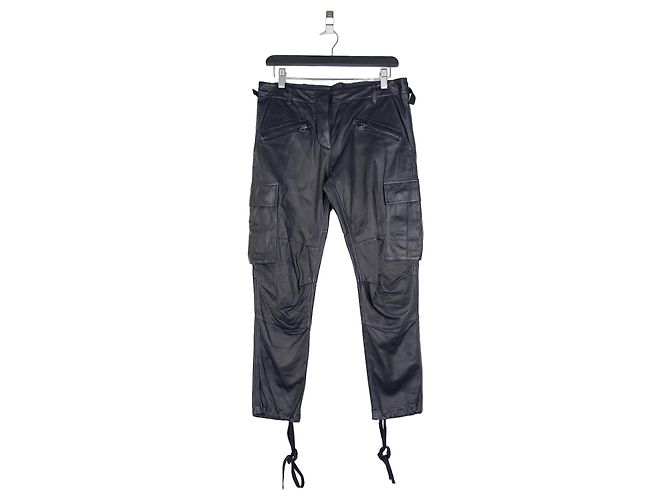 Balmain by Decarnin SS10 Leather Cargo Biker Pants Black