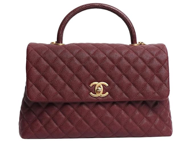 Chanel Bolsa Coco Handle em couro caviar matelassado bordô 2017