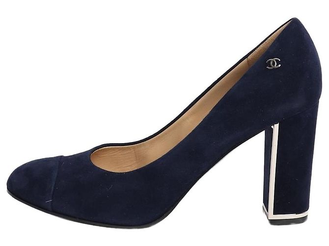 Chanel Navy suede pumps - size EU 39.5 Navy blue
