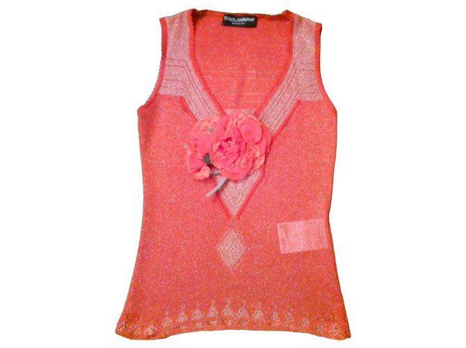 Dolce & Gabbana DOLCE&GABBANA TOP REGATA EM MISTO DE VISCOSAS. Laranja
