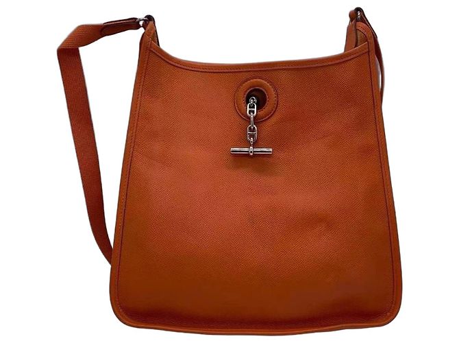 Bolsa de ombro Hermès Vespa Laranja de couro